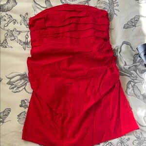 Anthropologie Strapless Red Dress